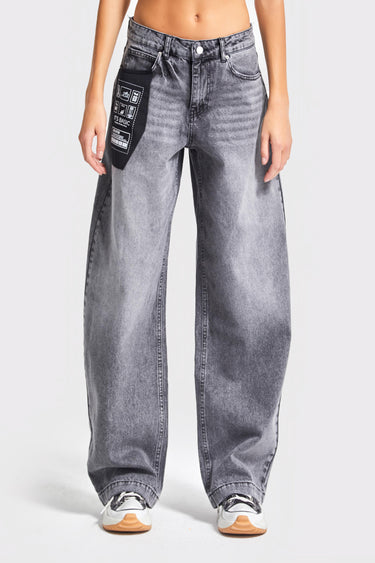 Baggy Mid Rise Jeans - Ash