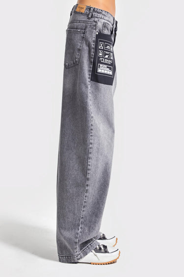Baggy Mid Rise Jeans - Ash