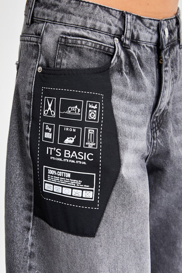 Baggy Mid Rise Jeans - Ash