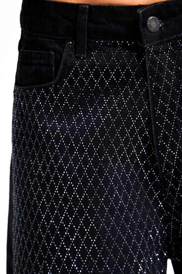 EMMA Rhinestone Straight High Rise Jeans - Graphite