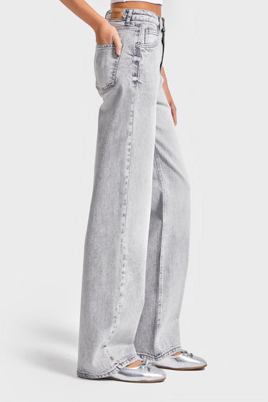 Straight High Rise Jeans - Light Gray