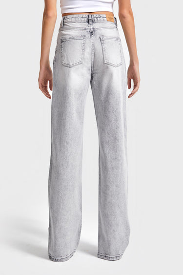 Straight High Rise Jeans - Light Gray