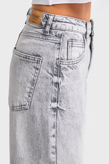 Straight High Rise Jeans - Light Gray