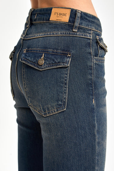 OLIVIA Flare Mid Rise Jeans - Royal Blue