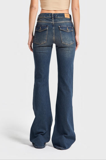 OLIVIA Flare Mid Rise Jeans - Royal Blue