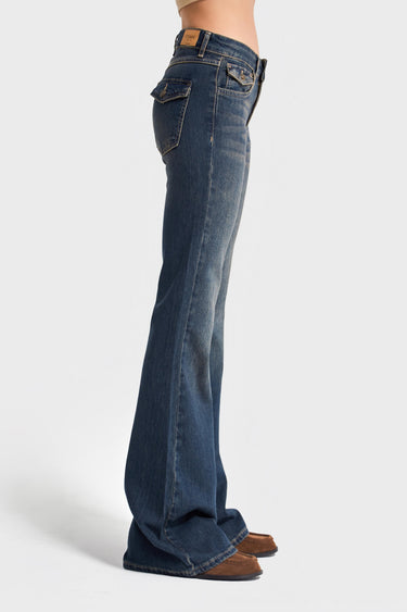 OLIVIA Flare Mid Rise Jeans - Royal Blue