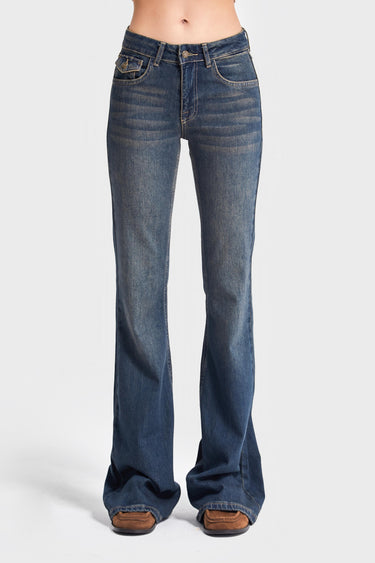 OLIVIA Flare Mid Rise Jeans - Royal Blue