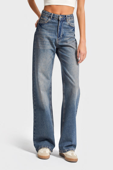 Straight Mid Rise Jeans - Royal Blue