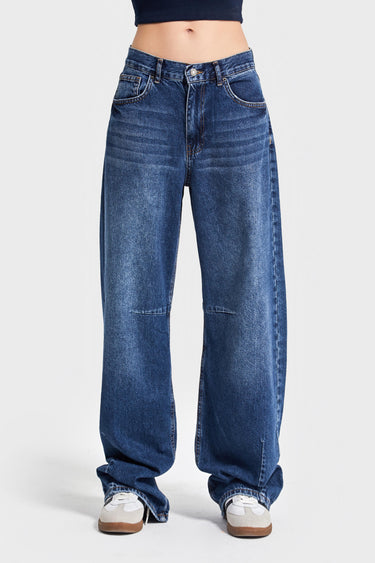 LUNA Baggy Mid Rise Jeans - Navy
