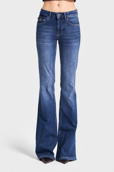 OLIVIA Flare Mid Rise Jeans - Azure