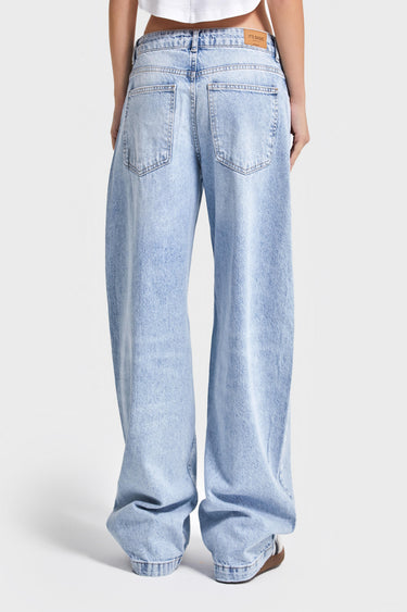 Baggy Mid Rise Jeans - Sky