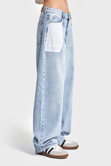 Baggy Mid Rise Jeans - Sky