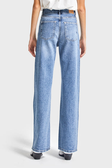 EMMA Rhinestone Straight High Rise Jeans - Aqua