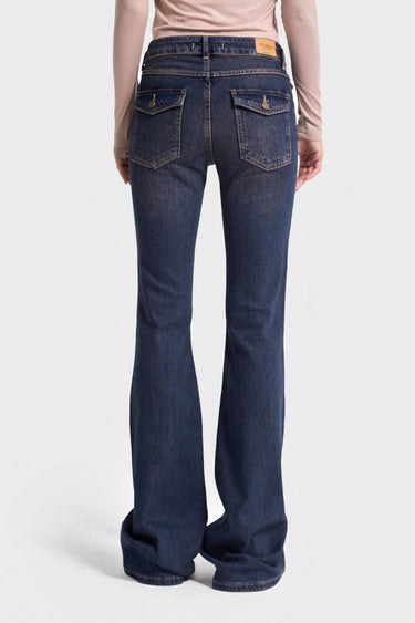 OLIVIA Flare Mid Rise Jeans - Cornflower