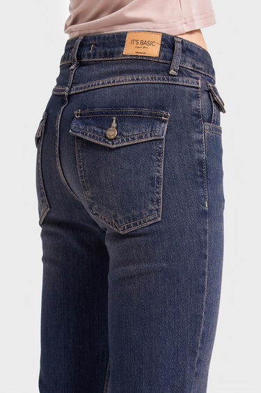 OLIVIA Flare Mid Rise Jeans - Cornflower