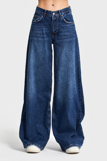 ELENA Palazzo Mid Rise Jeans - Midnight