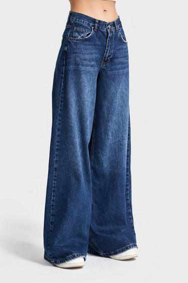 ELENA Palazzo Mid Rise Jeans - Midnight