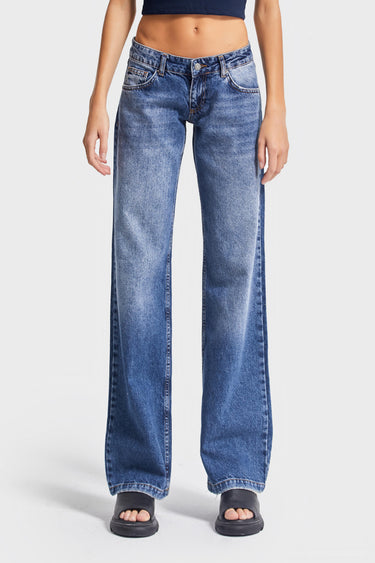 Straight Low Rise Jeans - Royal Blue