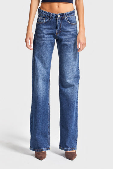 Straight Mid Rise Jeans - Azure