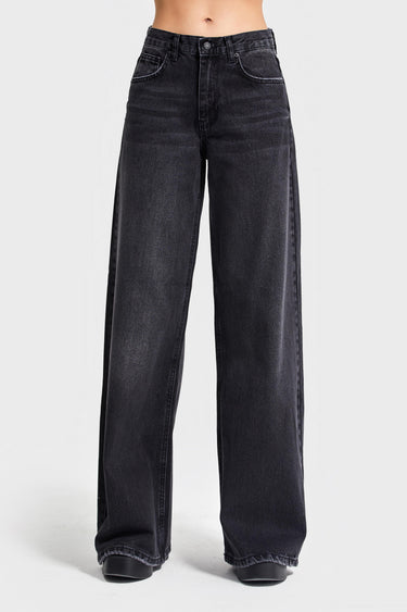 ELENA Palazzo Mid Rise Jeans - Stone