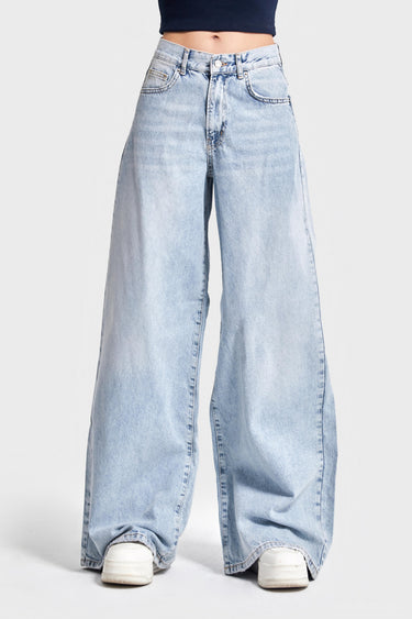 ELENA Palazzo Mid Rise Jeans - Ice