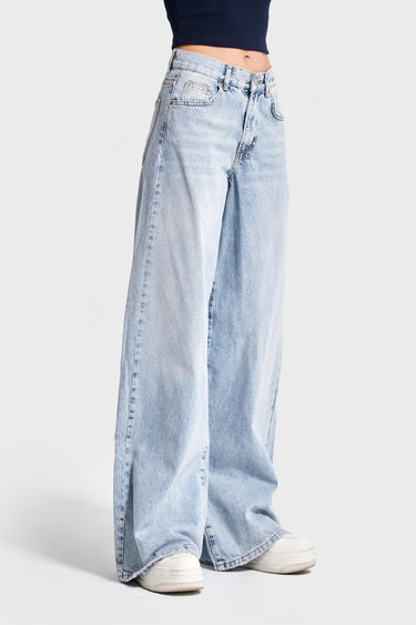 ELENA Palazzo Mid Rise Jeans - Ice