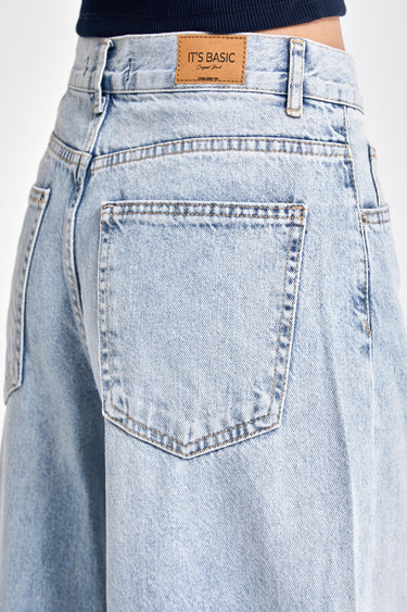 ELENA Palazzo Mid Rise Jeans - Ice