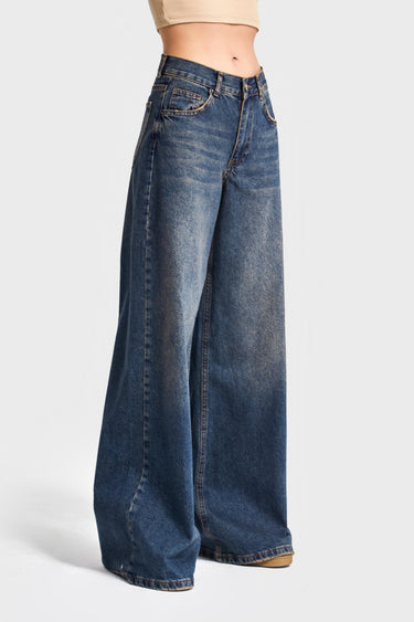 ELENA Palazzo Mid Rise Jeans - Deep Sea