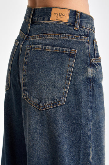 ELENA Palazzo Mid Rise Jeans - Deep Sea