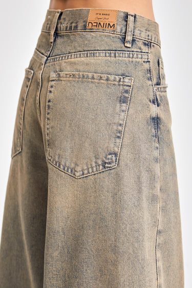 ELENA Palazzo Mid Rise Jeans - Bleached