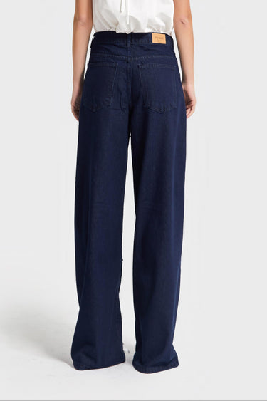 Palazzo Mid Rise Jeans - Deep Sea