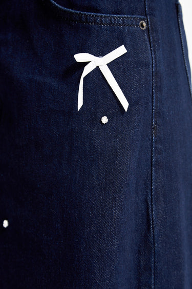 Palazzo Mid Rise Jeans - Deep Sea