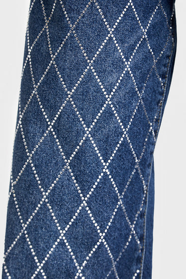 Rhinestone Loose High Rise Jeans
