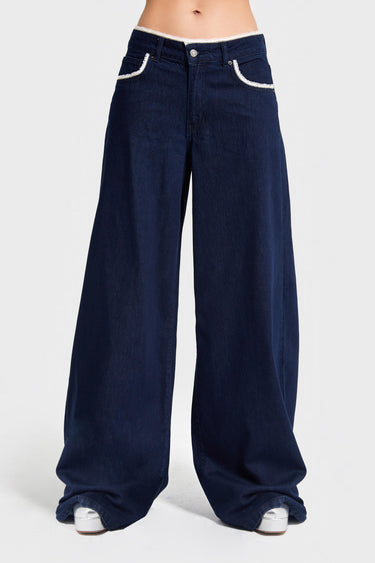 Palazzo Mid Rise Jeans - Indigo
