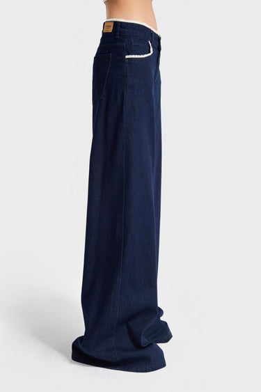Palazzo Mid Rise Jeans - Indigo