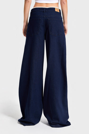 Palazzo Mid Rise Jeans - Indigo