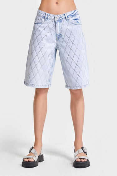 Rhinestone Bermuda Denim Short