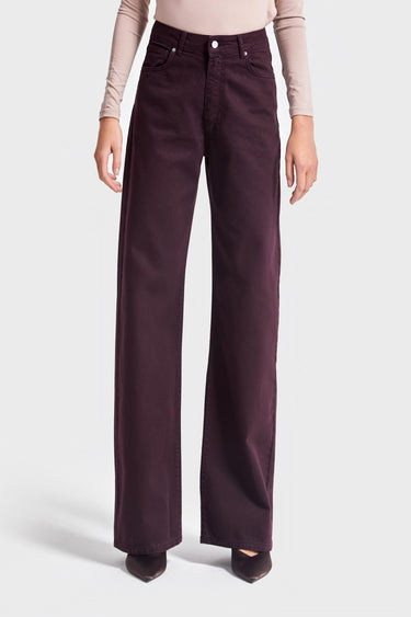 Straight Mid Rise Jeans - Burgundy