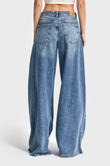 Palazzo Mid Rise Jeans - Cornflower
