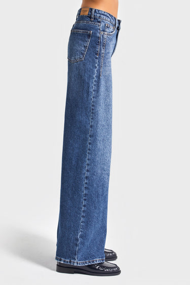 Wide High Rise Jeans - Royal Blue