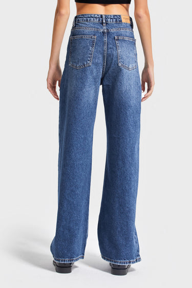 Wide High Rise Jeans - Royal Blue