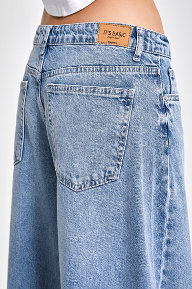 Palazzo Mid Rise Jeans - Aqua