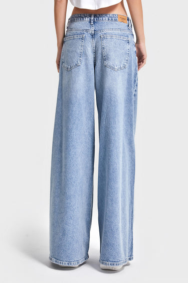 Palazzo Mid Rise Jeans - Aqua