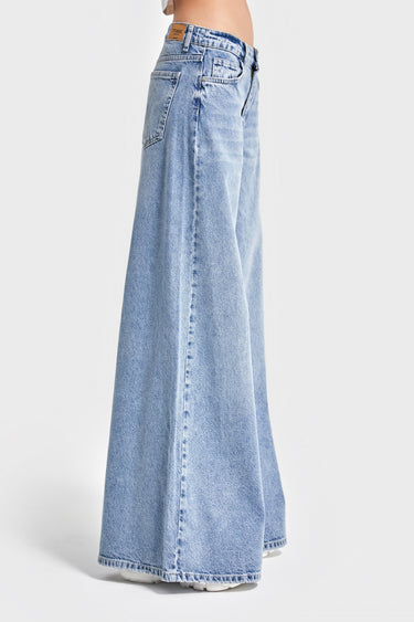 Palazzo Mid Rise Jeans - Aqua