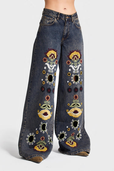 Palazzo Mid Rise Jeans