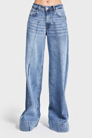 Palazzo High Rise Jeans - Aqua