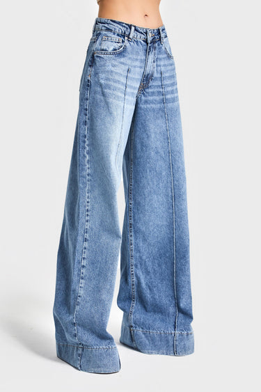 Palazzo High Rise Jeans - Aqua