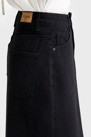 Maxi Denim Skirt - Soft Black