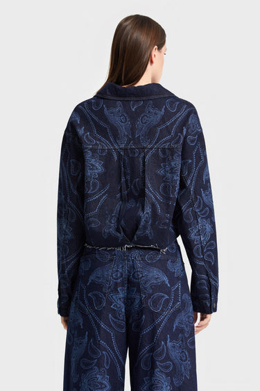 Rhinestone Printed Denim Jacket