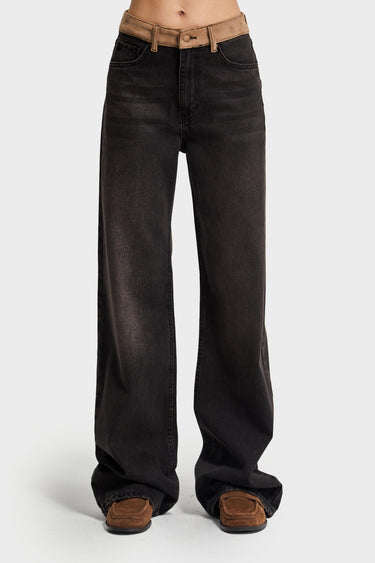 Wide Mid Rise Jeans - Chocolate